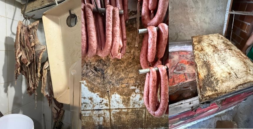 Operação interdita açougue em Santa Terezinha após apreensão de 2,4 toneladas de alimentos impróprios